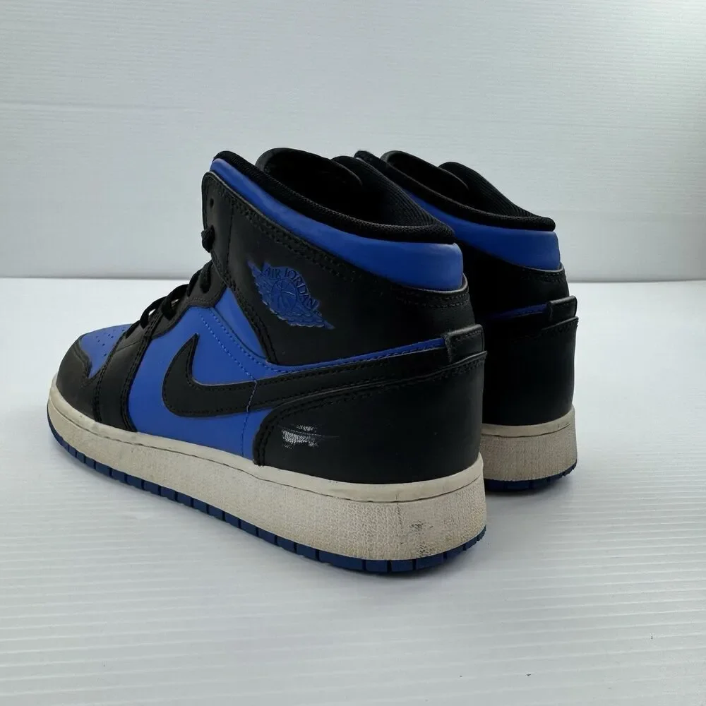 Nike Air Jordan 1 Mid Hyper Royal Black Blue Youth 7Y Sneakers